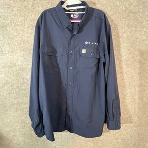 Carhartt Rivian Work Shirt Mens 2XL Navy Relaxed Fit Force Button Up Gorpcore